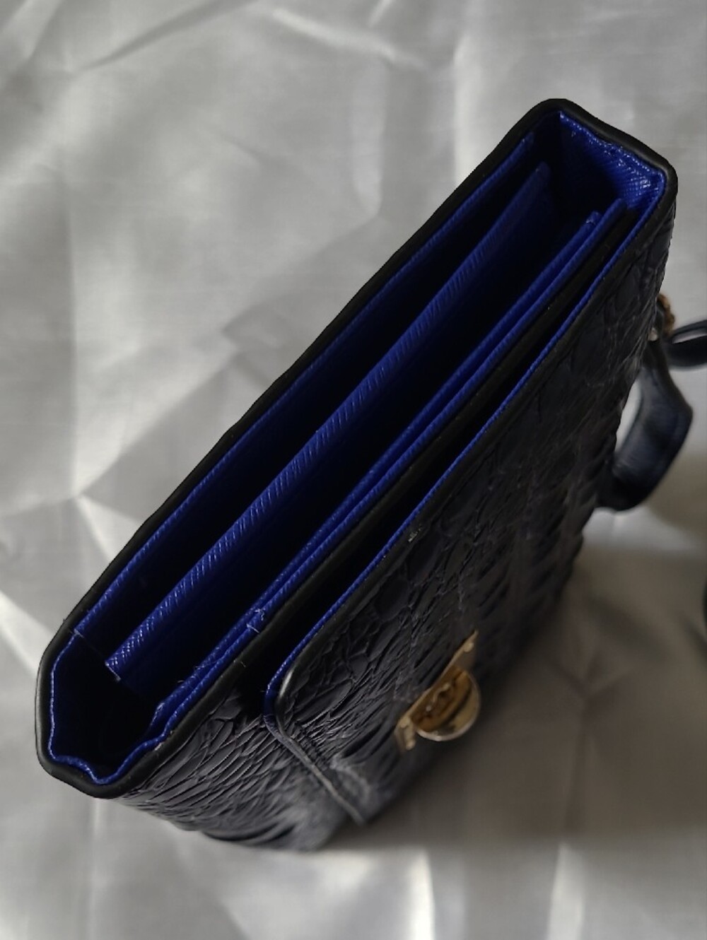 Brahmin Deep Purple Croc-Embossed Crossbody with Gold Turnlock - Picture 7 of 16